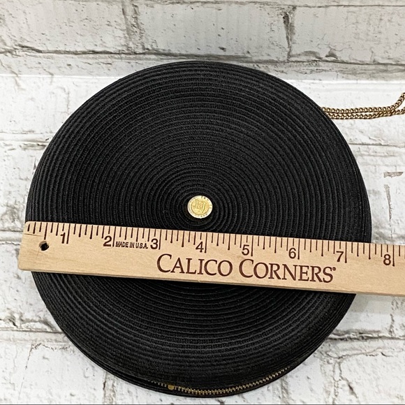 ERIC JAVITS Black Straw Woven 7.5” Round Wristlet - Picture 7 of 16